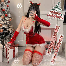 情趣内衣性感cosplay红色圣诞连衣裙新年圣诞装诱惑女仆制服套装