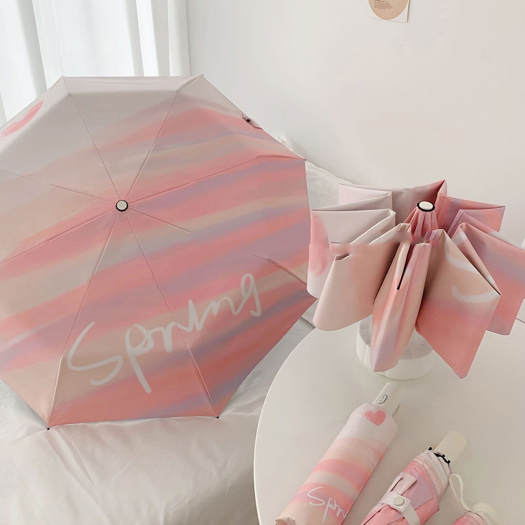 高颜值雨伞晴雨两用女防晒防紫外线自动黑胶遮阳伞小巧便携防晒伞