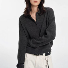 JULSIN 高品质羊毛 M*iu系叠穿复古百搭Polo翻领针织秋冬毛衣女