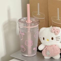 同じスタイルのリトルレッドブックキティ猫ストロープラスチックカップ高価値かわいい女の子ウォーターカップ学生ポータブルタンブラー