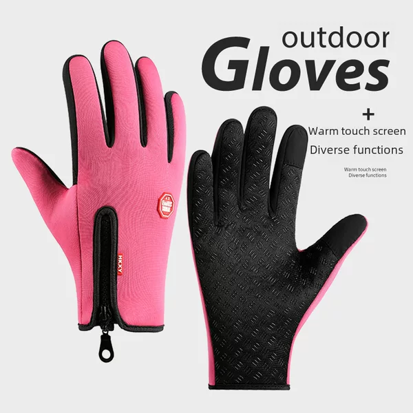 Cycling Gloves Motorcycle Adult Men's Fleece-Lined Non-Slip Warm Gloves Windproof Touch Screen Winter Women's Outdoor Sports Cross-Border