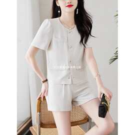 夏季新款休闲气质小香风西装外套和时尚通勤潮流裤两件套女潮