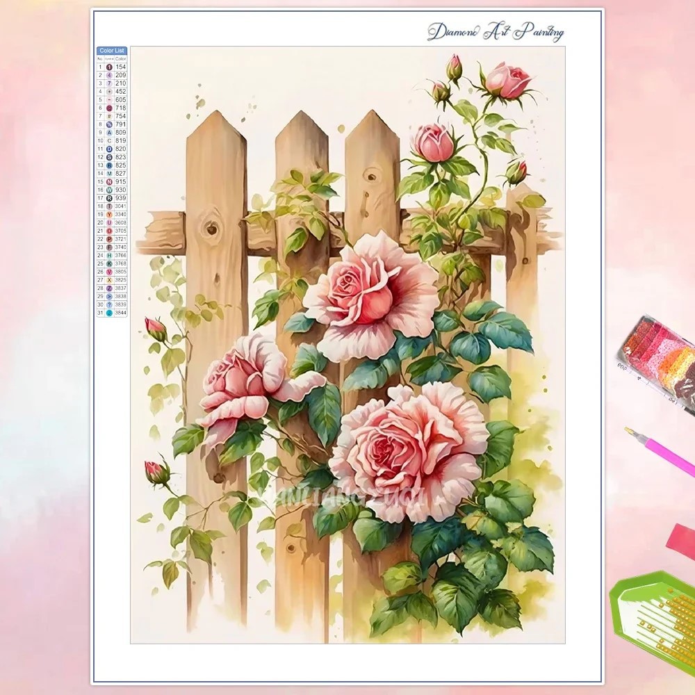 亚马逊爆款 5D玫瑰钻石画十字绣套件刺全圆钻 厂家直供一件代发