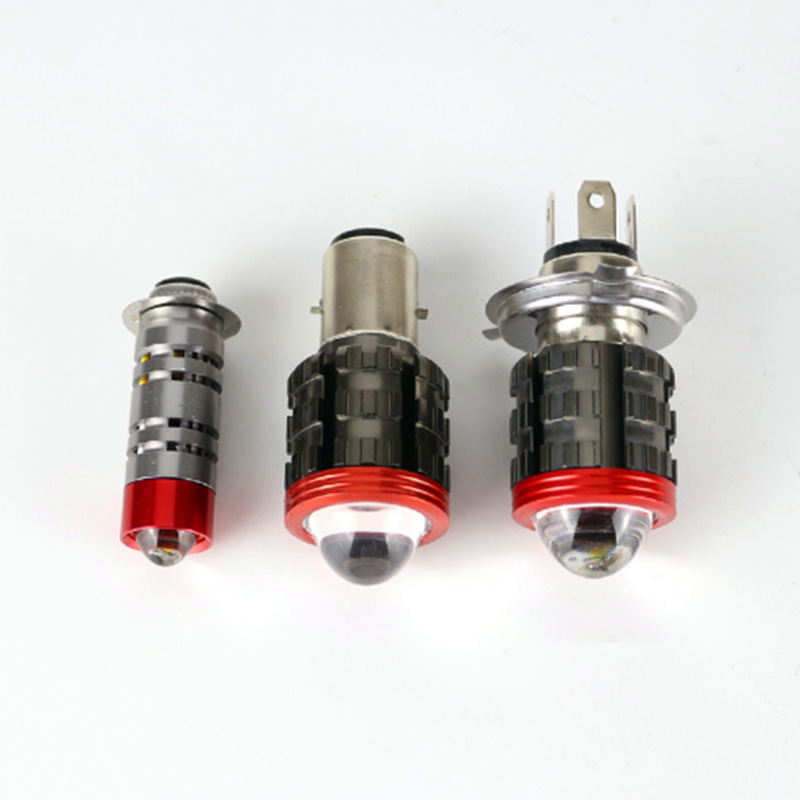 Lentes de motocicleta pequeñas armas de acero lámpara LED foco delantero incorporado lámpara eléctrica H4 luz alta y corta en dos colores