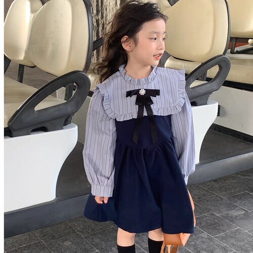Girls 'preppy dress spring and autumn 2026 new children's autumn style princess dress for girls and babies' long-sleeved dress