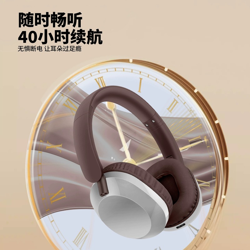 国境を越えた AKZ-68A ヘッドセット ワイヤレス Bluetooth ノイズキャンセリング ヘッドセット、女性用の TikTok レトロな装飾が施されたコンパクトなヘッドセット。|undefined