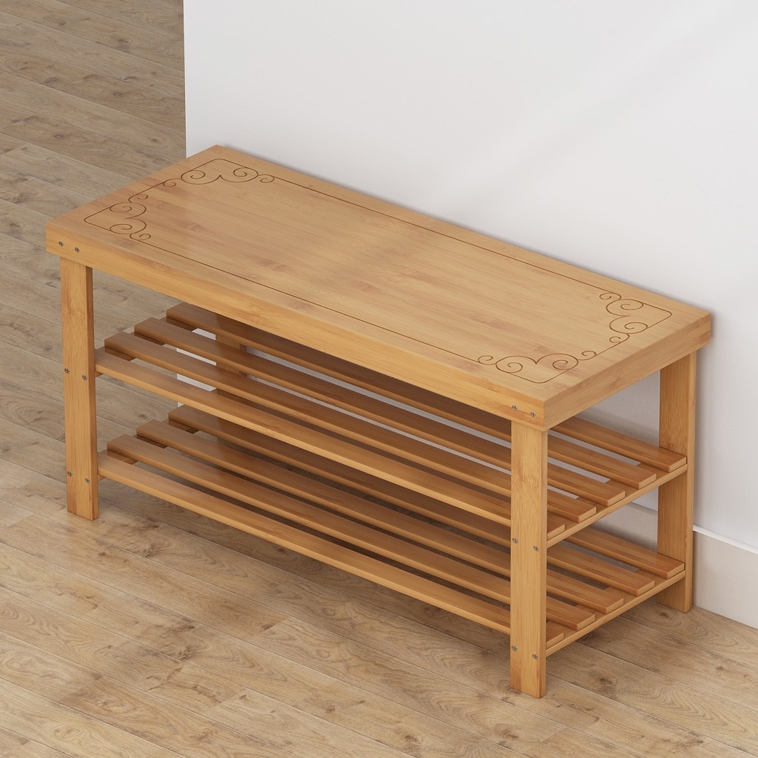 竹鞋架分隔层换鞋凳木入户门鞋柜家用门口可坐穿鞋凳坐凳实木简易