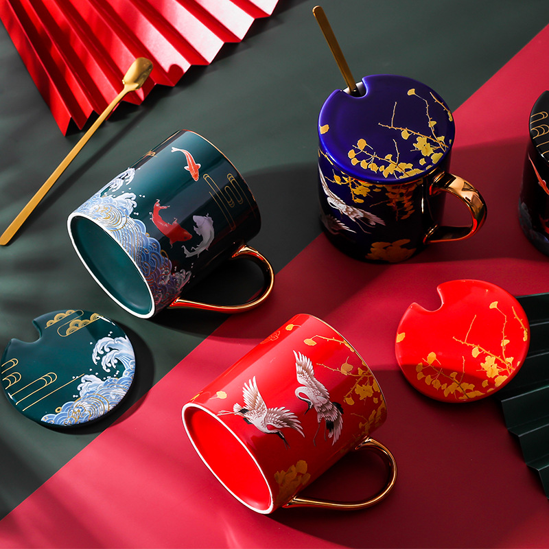 Taza de cerámica de agua de color, taza de oficina, taza de té, regalo de cumpleaños.