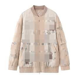 现货2025冬新款重工满绣拼接撞色新中式宽松棉服外套2J4H227