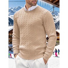 H 78726 Twisted Knit Solid Color Men's Sweater ��ɫᘿ�ë��