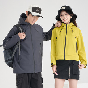 Outdoor couples soft shell trench coat coat jacket thin warm three-proof mountaineering suit multi-color optional factory wholesale