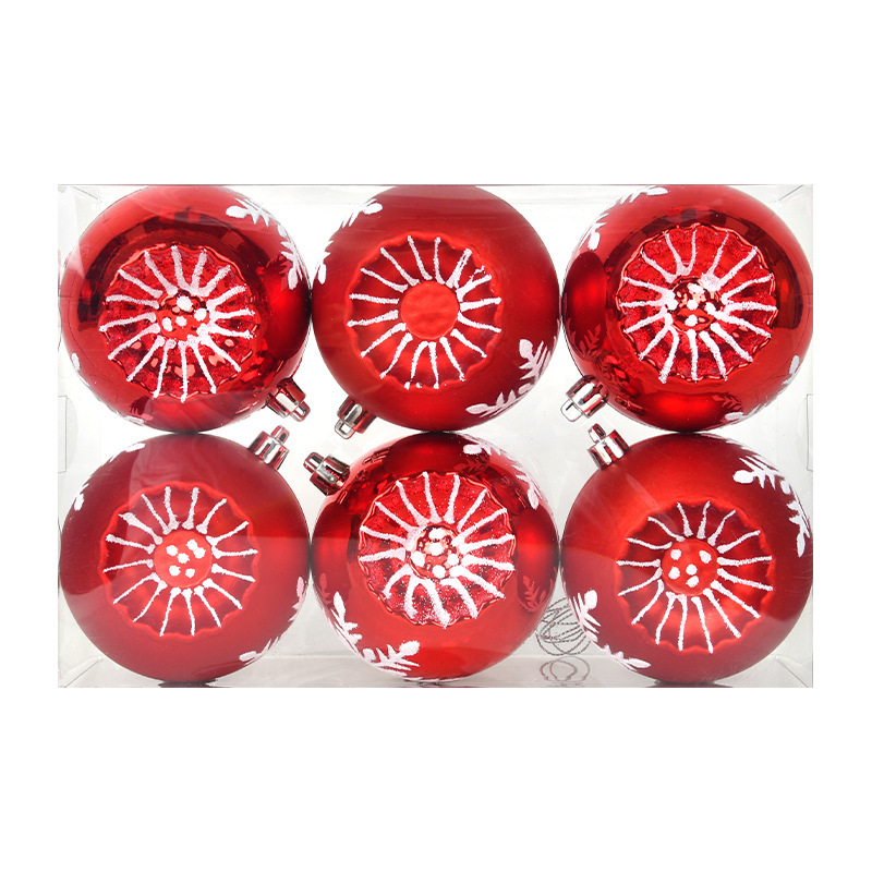 Decoraciones de Navidad 8 - 10CM colgante de bola pintada de plástico árbol de Navidad escenario colgante de corona de flores de caña