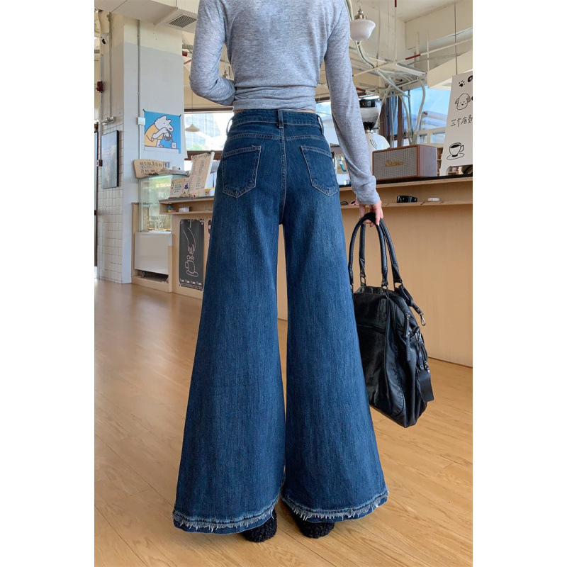 不贴腿修身微喇叭牛仔裤女春秋2025垂坠感直筒显瘦拖地裤休闲裤|undefined