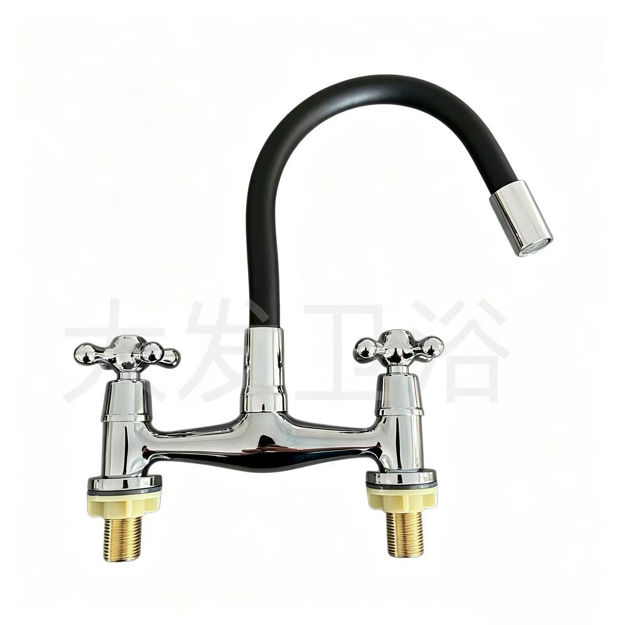 Grifo Vertical para Fregadero de Doble Mando de Aleación de Zinc para Cocina