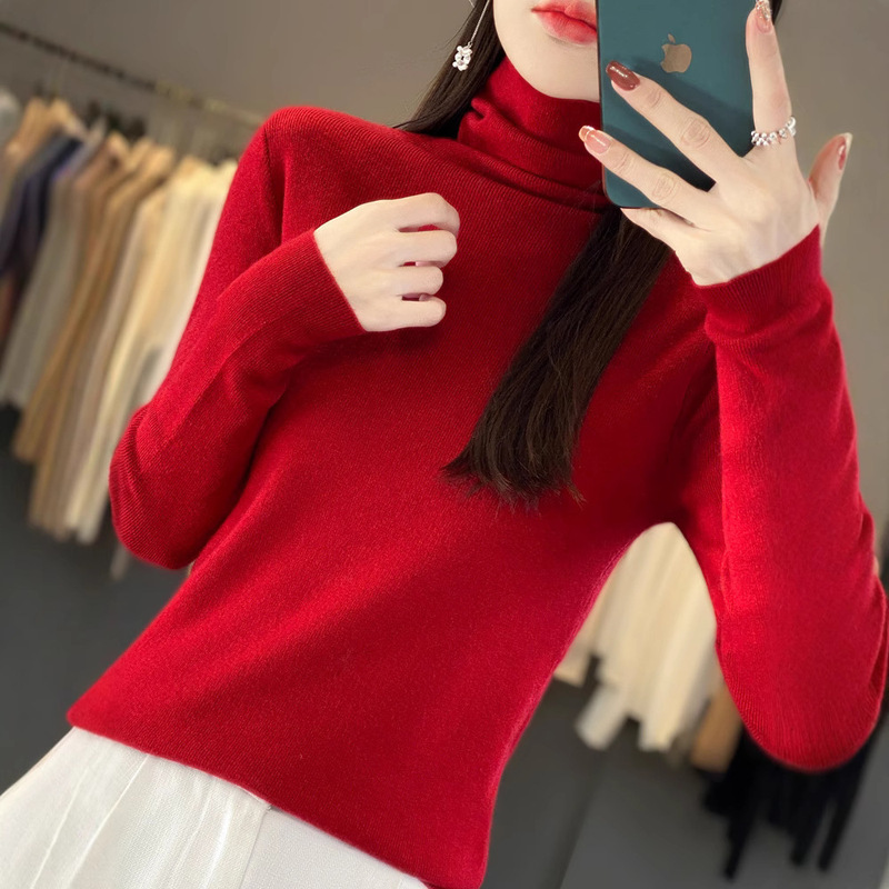 Sweater Base Layer Knitwear for Women, Autumn and Winter, High-Neck, Slim Fit, Long-Sleeved, 2025 New Style, Thickened for Layering