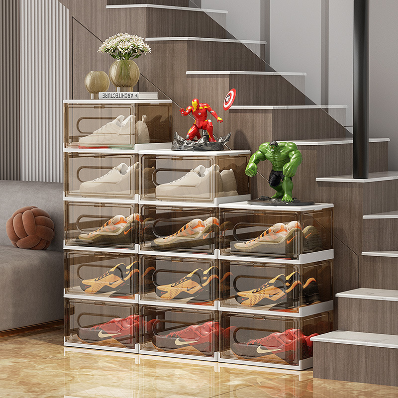 Shoe Box Storage Box Transparent Folding Sneaker Shoe Cabinet Shoe Rack Shoe Box Internet Celebrity Artifact Shoe Storage Thickened
