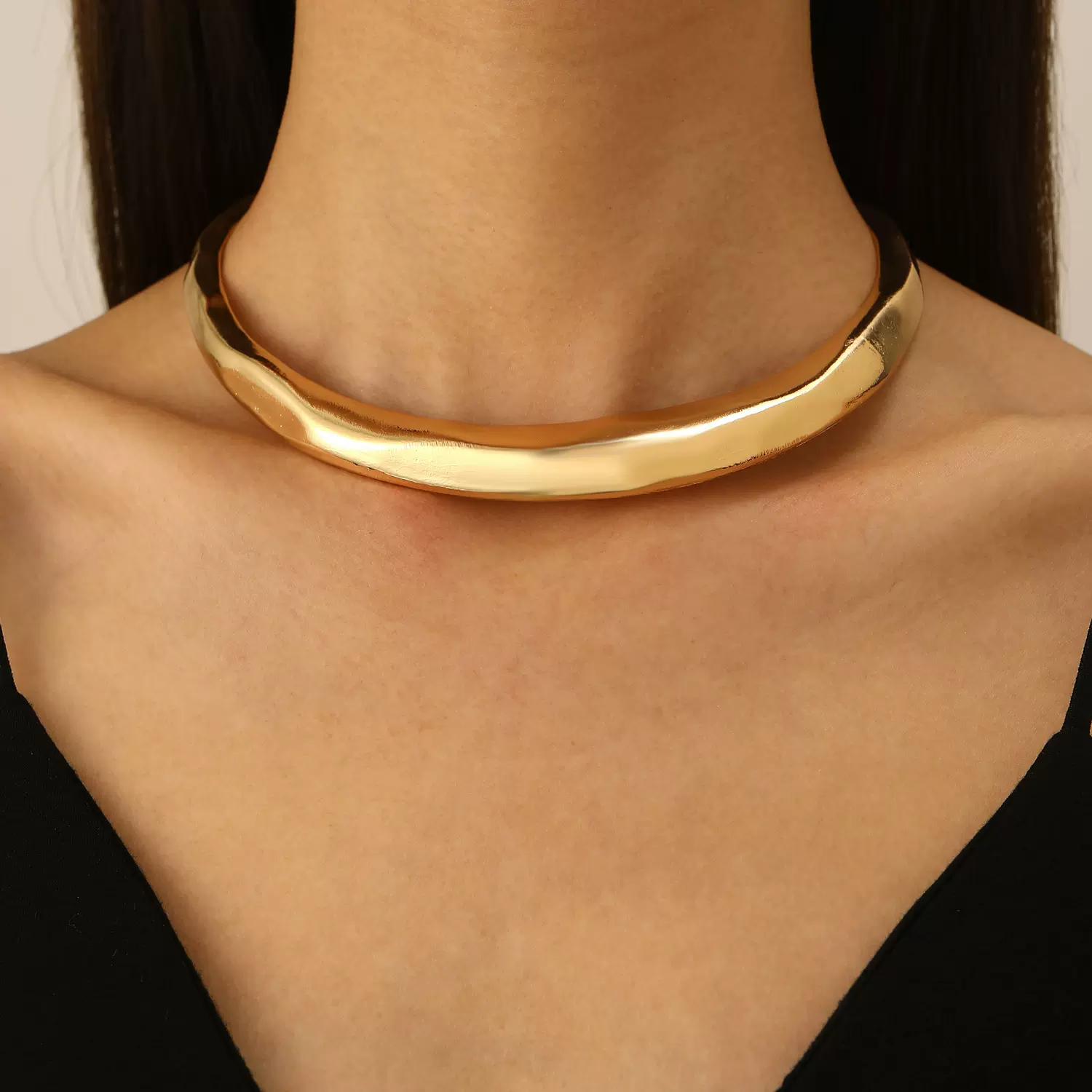 ins轻奢欧美风项链女个性夸张几何波浪设计项圈高级感百搭项饰