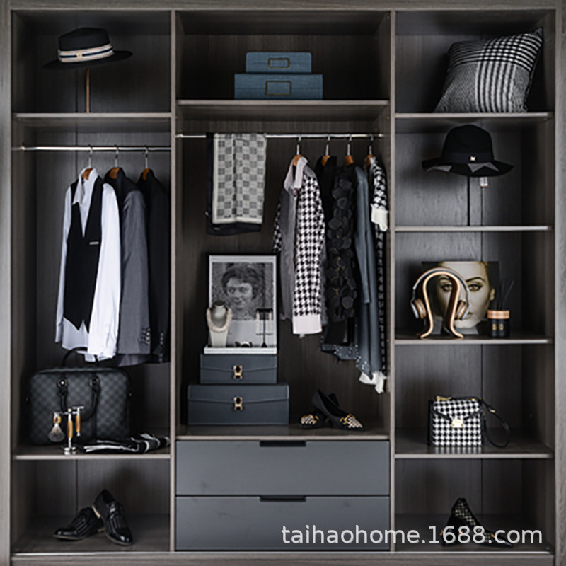 Grey Houndstooth Model Room Soft Cloakroom Props Clothes Bag Shoes Storage Box Pillow Silk Scarf Ornament Set