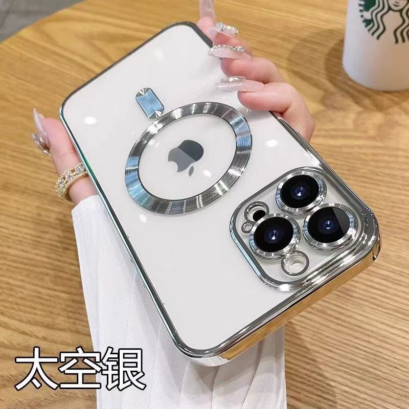 Aplicable para iPhone 17 Pro caso de teléfono magnético chapado con película de lente propia Apple 16 cubierta protectora integral. Anti-slip