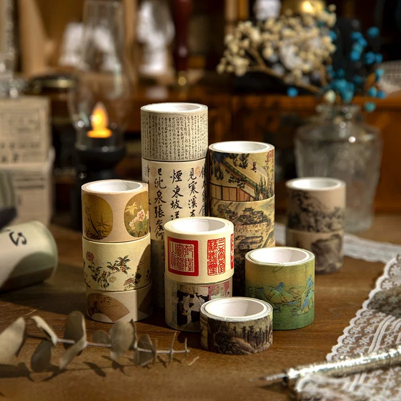 Gift box ancient style, paper tape, retro set, decorations, scheduler