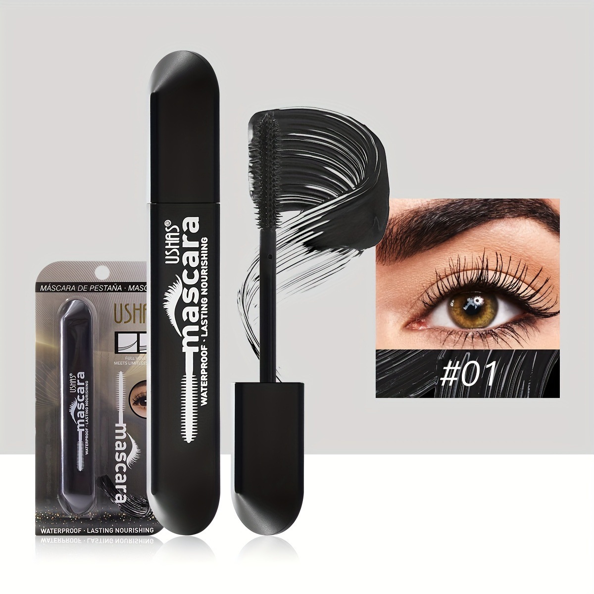 USHAS mascara espesa y delgada enroscada natural a prueba de agua MA1095F.