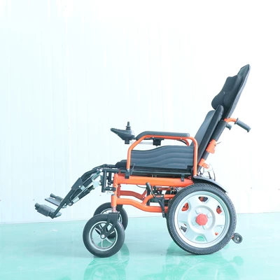 Folding Electric Wheelchair for the | Qatlanan elektrik velosipedlər - orange-frame-24v12a-lead-acid-battery-has-a-battery-life-of-about-17-kilometers