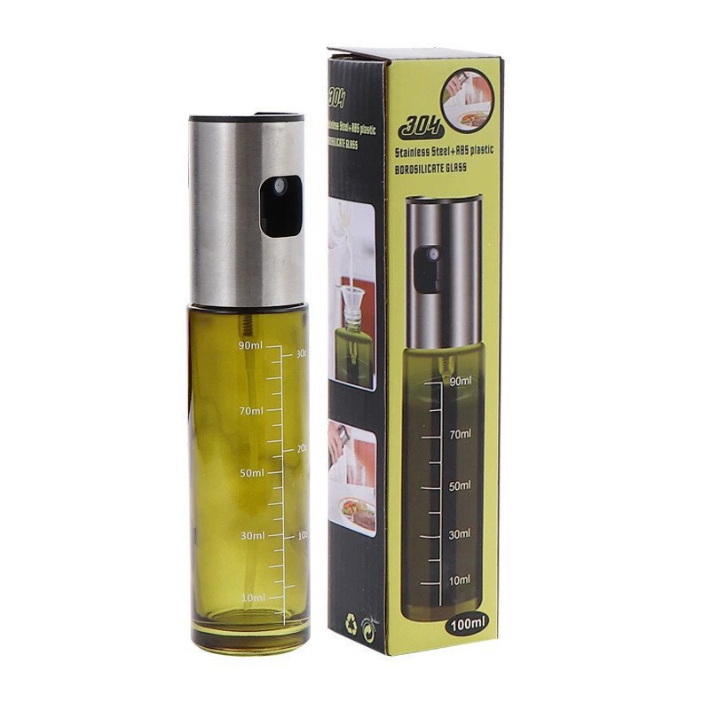 Botella de pulverización de cocina 260ml, vidrio transparente, aceite o vinagre