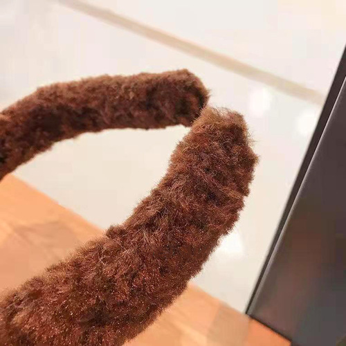 Korean sweet and cute plush bear ear headband, super cute fluffy ball girl headwear headband, popular face-washing hair tie