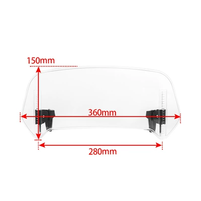 Motorcycle front windshield for Kawasaki, Honda, Bmw - folding-large-windshield-white