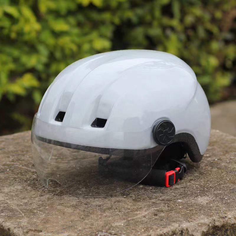 Casco para ciclismo, medio casco cortavientos para hombres y mujeres, gorro de seguridad cálido para adultos, gafas antifrío para bicicleta de montaña