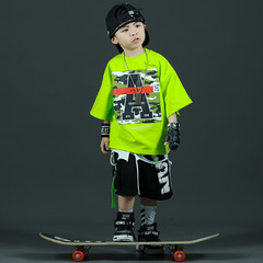 Korean Camouflage Kids' Short Sleeve Set for Boys, Children's Fashion T-shirt and Shorts Two-Piece Set, Trendy and Cool for Middle and Small Kids