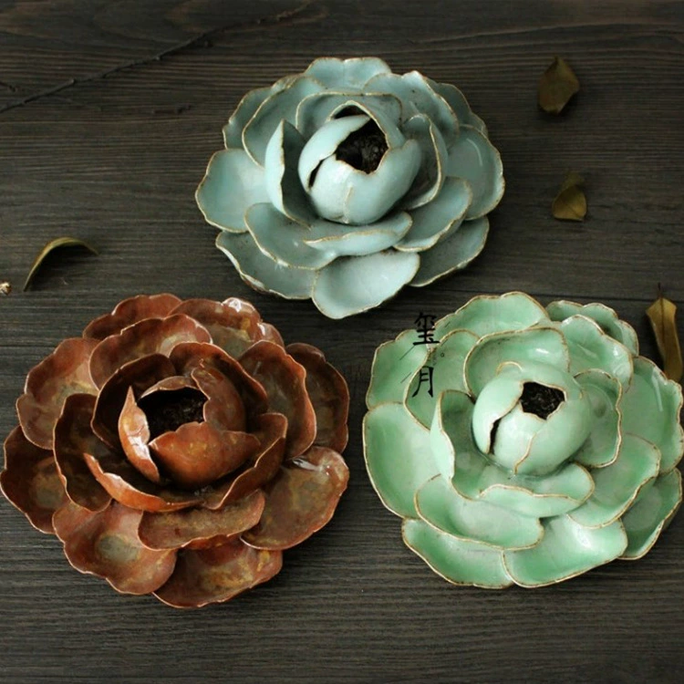 Цзиндэчжэнь Грубая гончарная глина Ручная работа Вставка с ароматом лотоса Подарочная коробка Керамическая Лотос Пион Линия Ароматическая тарелка Zen Paper Town