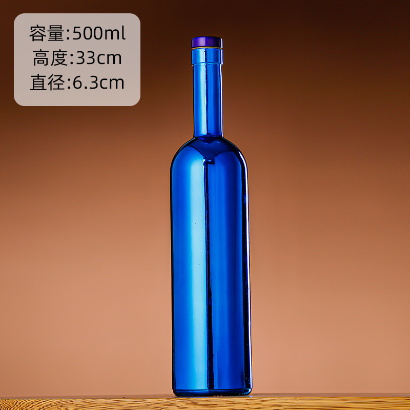 Galvanoplastia botella de vino de vidrio vodka botella de hielo botella de bebida de gama alta botella de vino extranjero botella de vino tinto chapado en oro botella vacía al por mayor