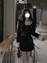 秋冬新款韩版轻熟小香风短外套女感小个子修身短裙两件装