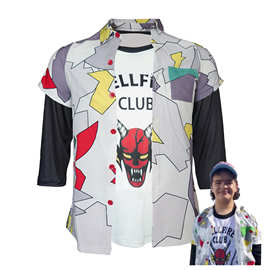 源头工厂 GQWY帽衫4 3D数码印花角色同款短袖衬衫cosplay动漫外套