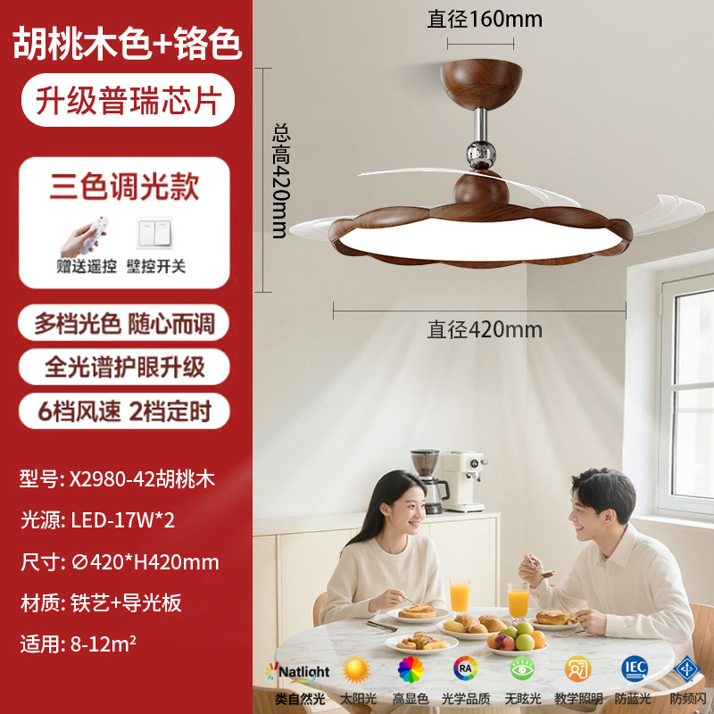 隐形风扇灯2025新款吊扇灯客厅简约餐厅卧室房间一体带电风扇灯具|undefined