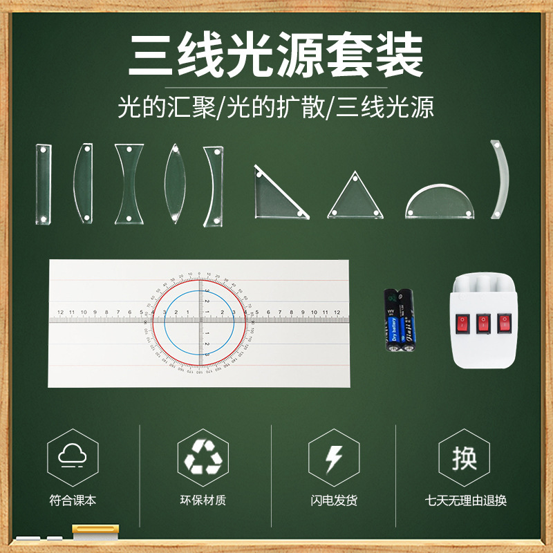 三線光源磁気吸着式三路線平行半導体レーザー光源凹凸レンズセット中学校科学|undefined