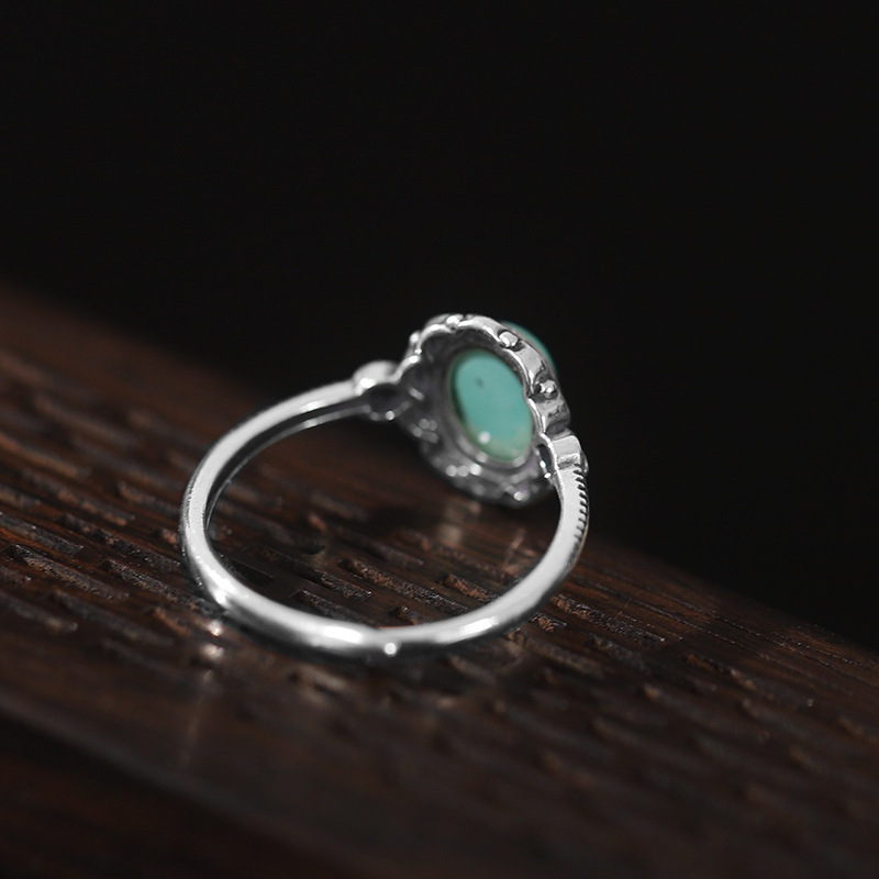 Neues grenzüberschreitendes Produkt: Ring aus europäischer und amerikanischer Legierung mit künstlichem Türkis, geometrischer Öffnung und verstellbarer Größe_voghion.com