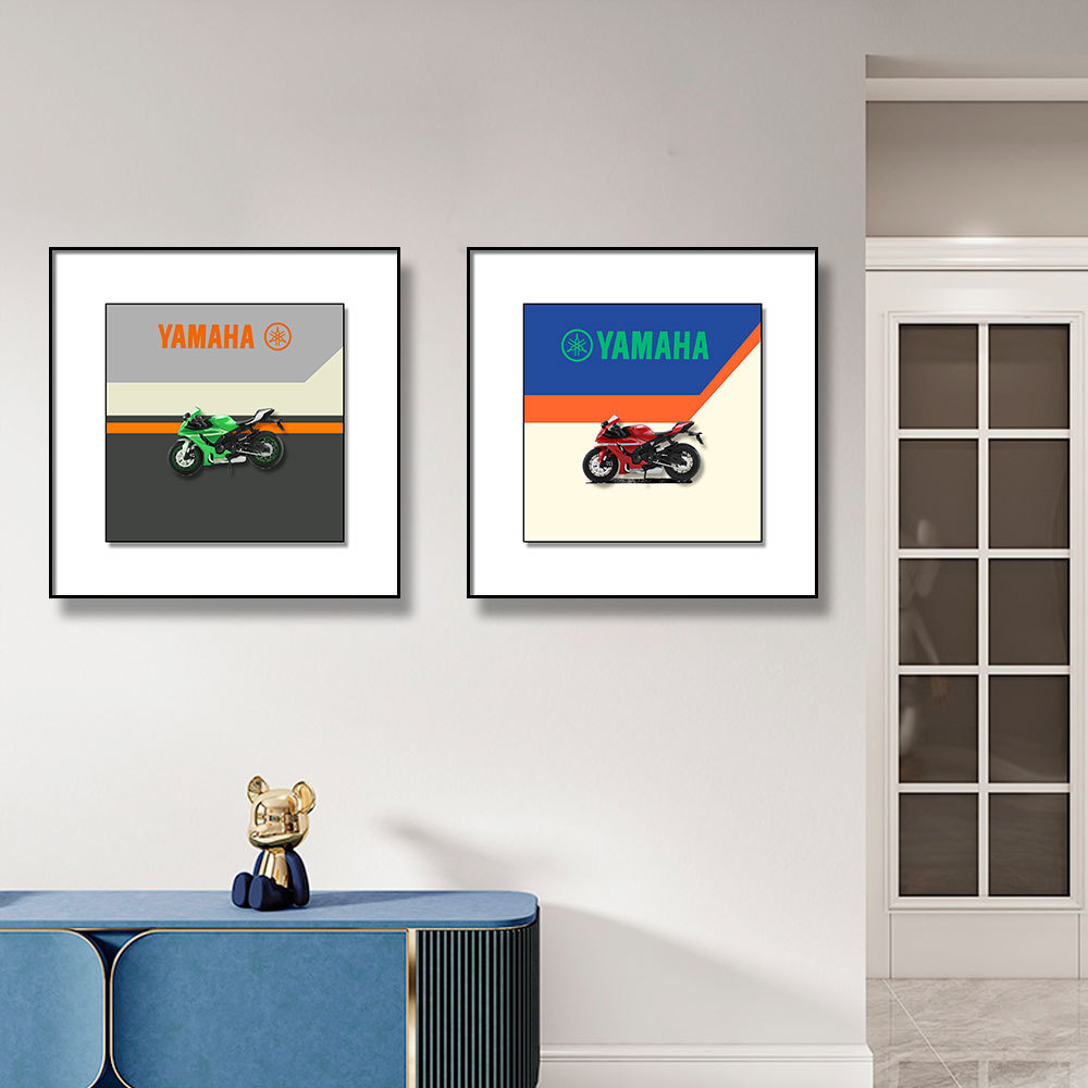Motocicleta pintura decorativa simple pasillo mural sala de estar pintura decorativa tridimensional coche real aleación modelo de pintura