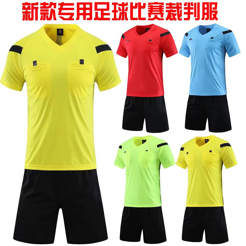 Football Referee Uniform Suit Men's Short-Sleeved Shorts Professional Football Game Referee Jersey Equipment Printing