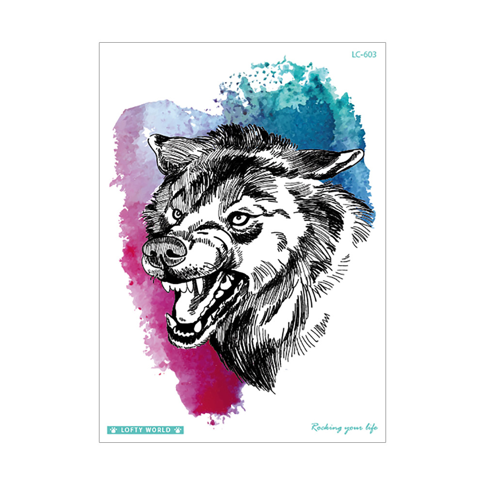 Nueva flor impermeable brazo tatuaje pegatinas personalidad original Lobo tatuaje pegatinas animal patrón tatuaje desechable al por mayor