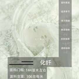 田园风清新淡绿色印花半透欧根纱暗纹布料连衣裙衬衫服装汉服面料