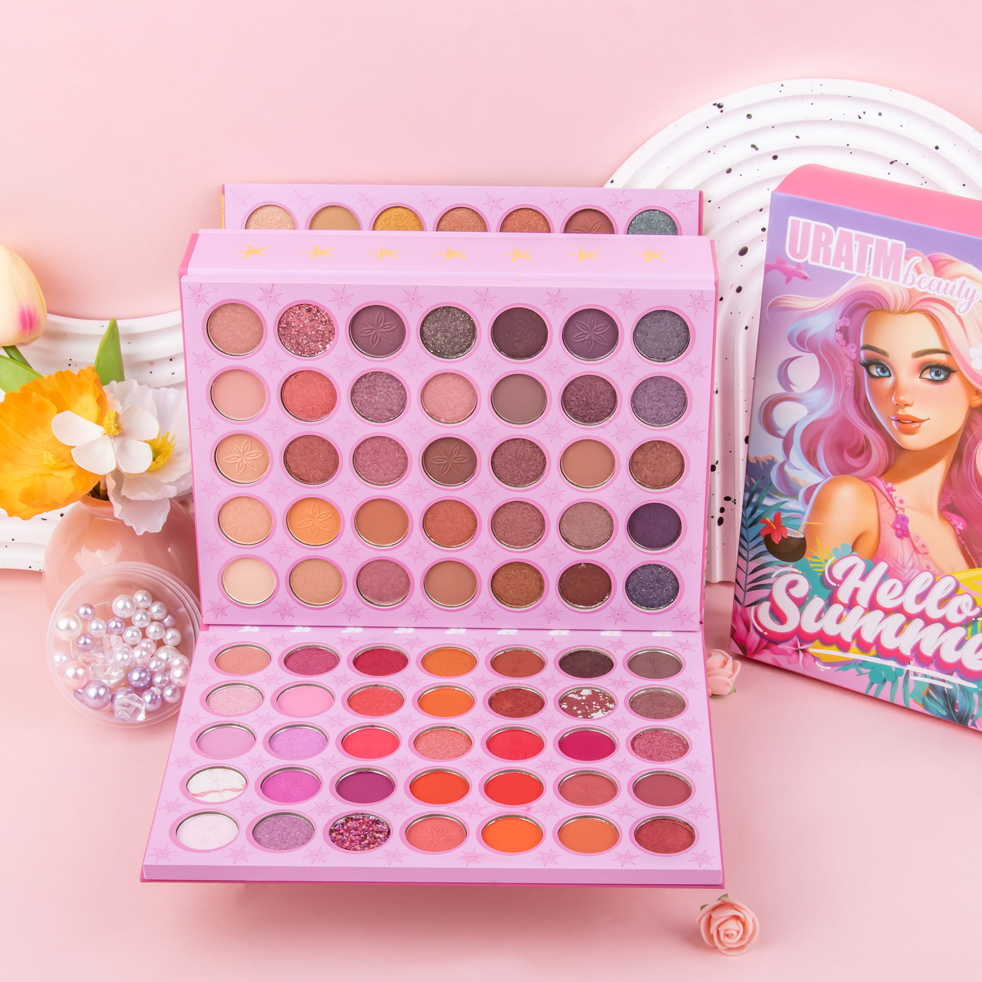 Cross-border 117-color folding eyeshadow palette, four-layer matte, pearlescent blush contour, high-gloss one-piece makeup palette undefined