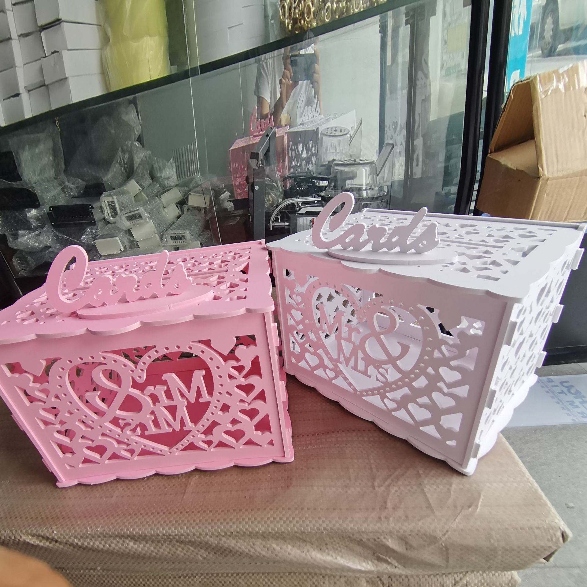 创意雪弗板婚礼收纳箱存钱罐收纳筐首饰盒可异形雕刻造型装饰摆件