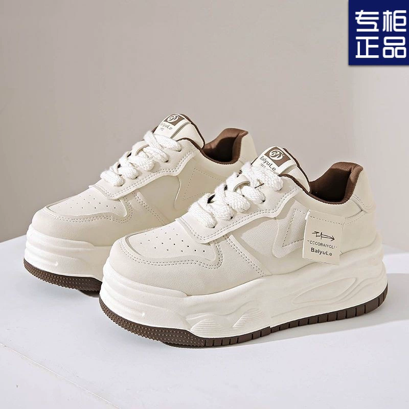 Женские туфли на платформе для увеличения роста 2025 весна новые универсальные толстоподошвенные маленькие черно-белые кроссовки для женщин