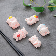 文创陶瓷转转筷架 卡通可爱书包猪动物筷子架筷拖摆件礼品伴手礼