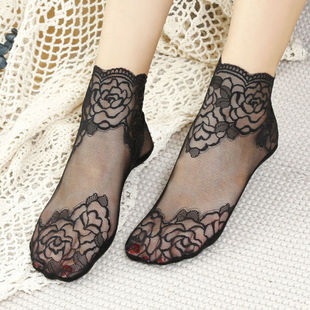 Lace Socks Women's Spring and Summer Thin Japanese Style Cute Breathable Mesh Socks Ins Fashionable Socks Lace Boat Socks