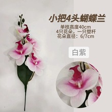 爆款小把4头3D蝴蝶兰 胶感仿真花 家具客厅插花 餐桌装饰布景假花