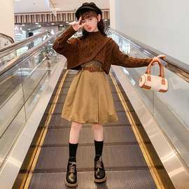 女童连衣裙秋装2025新款洋气儿童毛衣套装时髦裙子童装秋冬公主裙