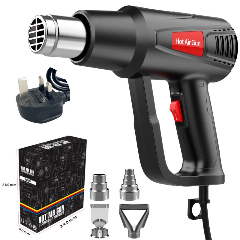 Fuente de fábrica de 2000W pistolas de aire caliente domésticas comerciales de película de cocción térmica pistolas de aire caliente industriales de dos velocidades
